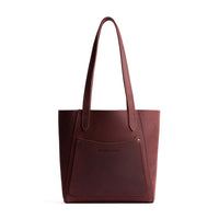 Merlot*Small | Dual shoulder strap tote bag with an exterior pocket