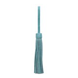 Aqua | Fringed leather tassel with leather loop