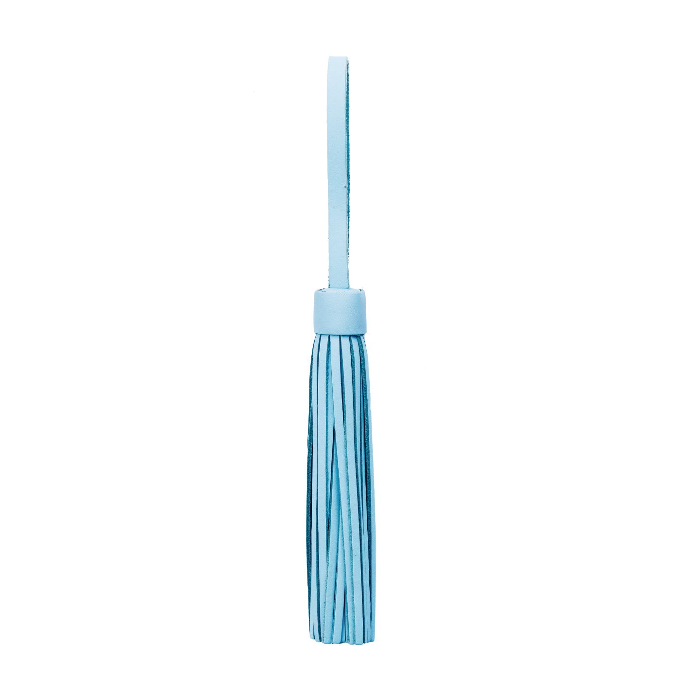 Glacial Blue | Fringed leather tassel with leather loop