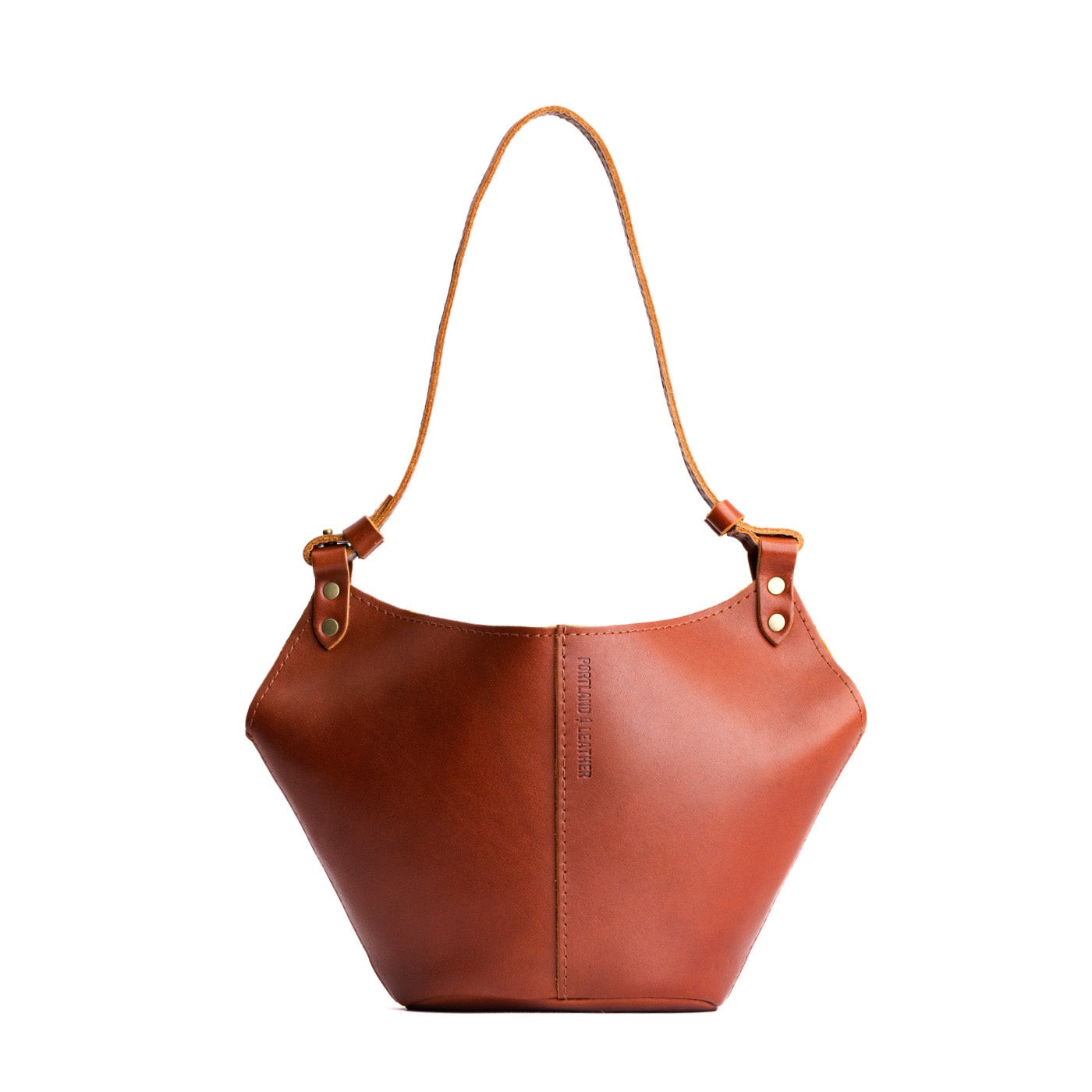 Chestnut*Small | Structured bucket shaped handbag with an adjustable shoulder strap