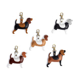 All Variants | Collection shot of leather hound dog shaped keychains with metal lobster clasp