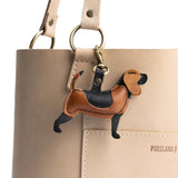 Dakota | Leather hound dog shaped keychain with metal lobster clasp