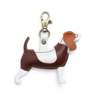 Honey | Leather hound dog shaped keychain with metal lobster clasp