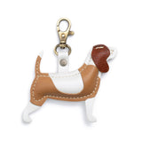 Nutmeg | Leather hound dog shaped keychain with metal lobster clasp