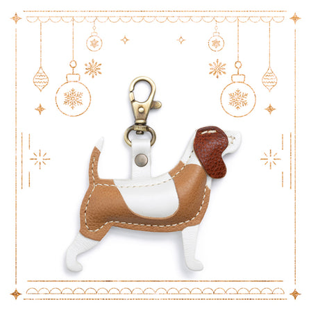 Nutmeg | Leather hound dog shaped keychain with metal lobster clasp