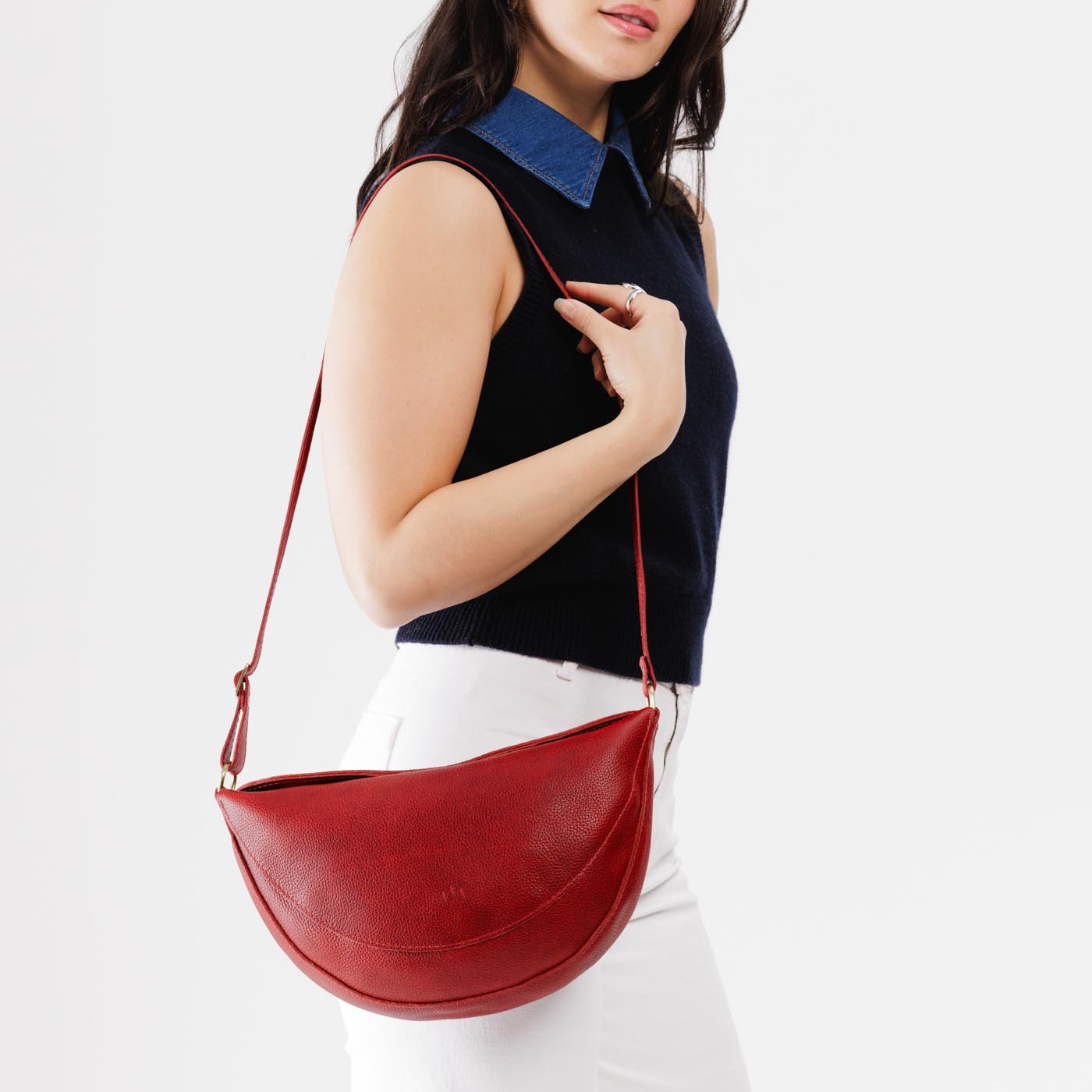 Chili Red*Large | Half circle shaped sling bag