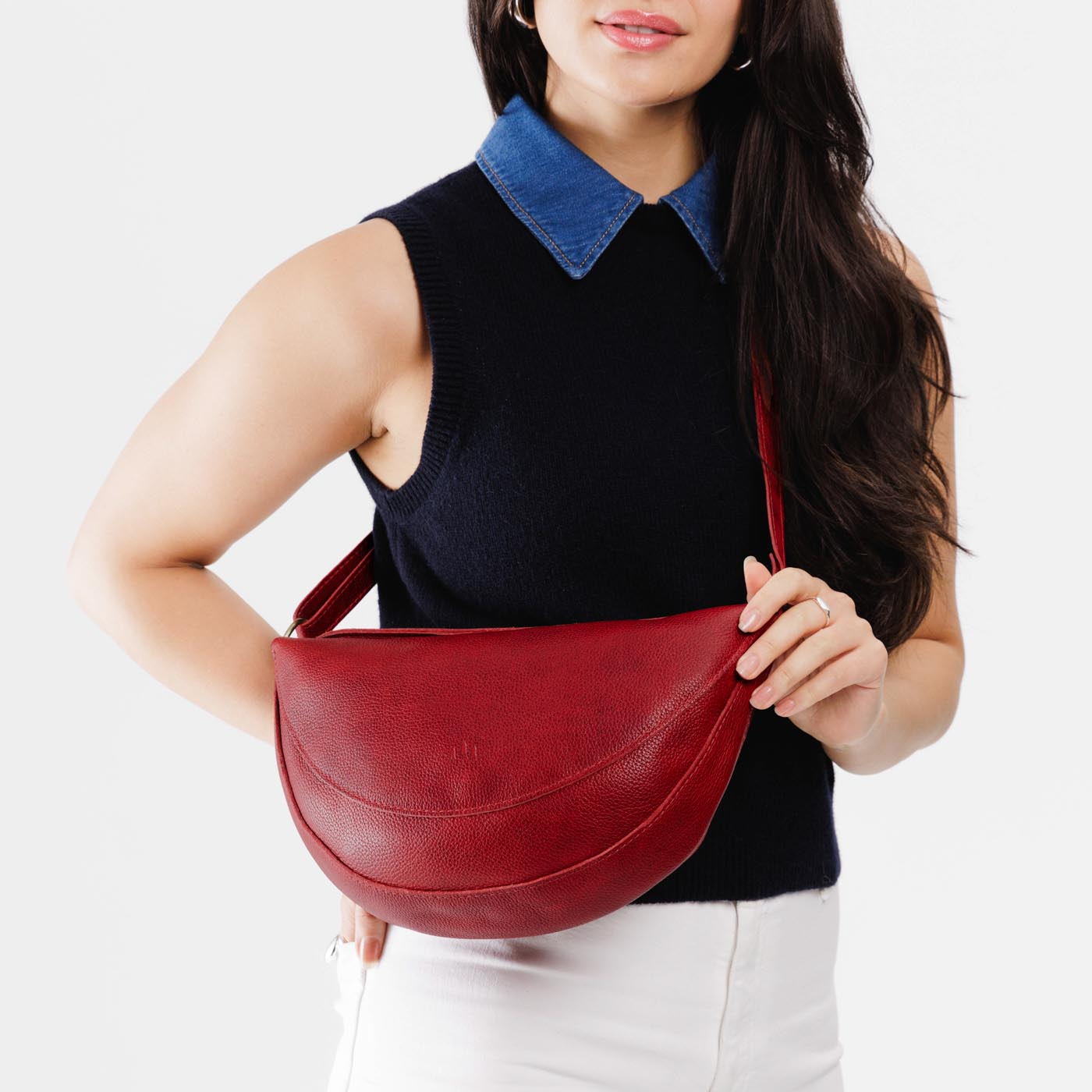 Chili Red*Large | Half circle shaped sling bag