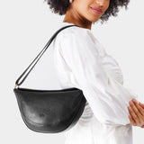 Pebbled--black Medium | Half circle shaped sling bag