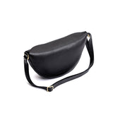 Pebbled--black Medium | Half circle shaped sling bag