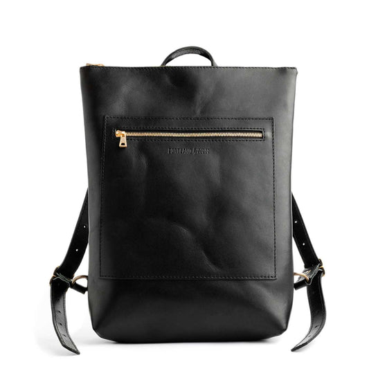 All Color: Black | Rectangular slim leather backpack