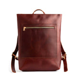 All Color: Cognac | Rectangular slim leather backpack