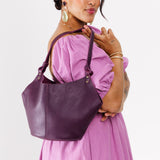 Plum Large | Structured bucket shaped handbag with an adjustable shoulder strap