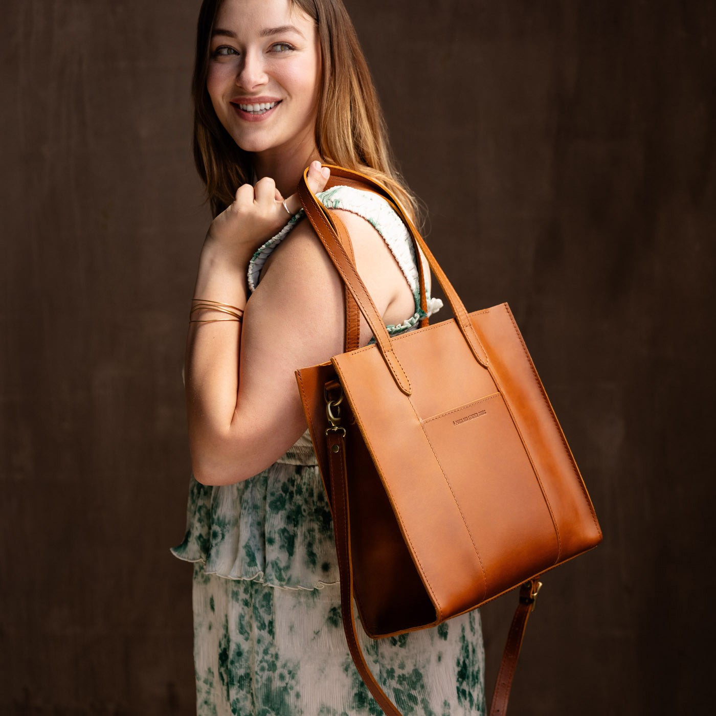 Oil Pull Brown Leather Tote Bag - SALE