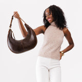 Coldbrew Large | Crescent shaped shoulder bag with zipper closure and adjustable strap