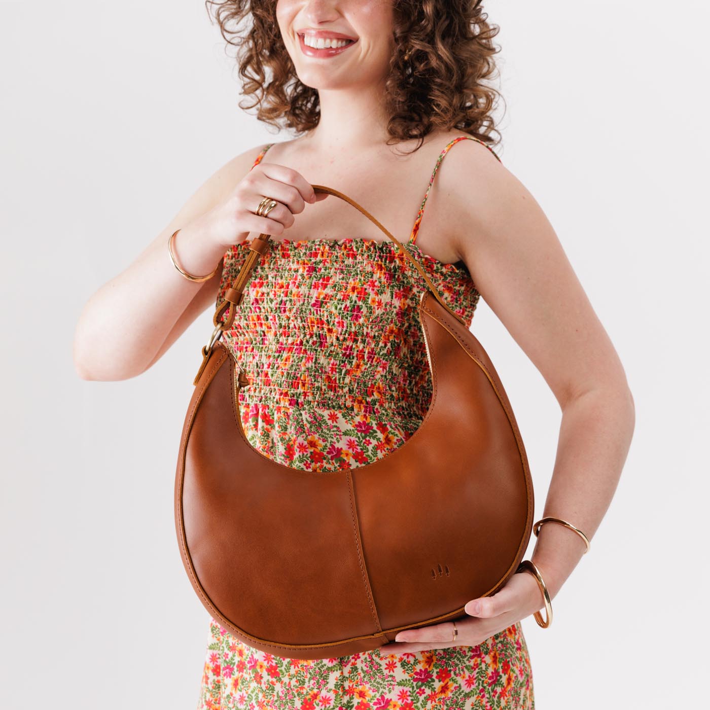 Honey*Large  | Large crescent shaped shoulder bag with zipper closure and adjustable strap