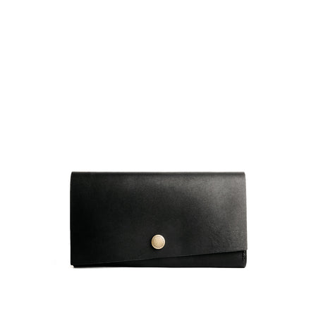 Black | Leather wallet with snap closure