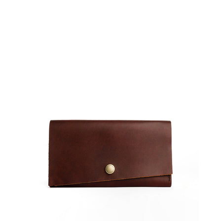 Cognac | Leather wallet with snap closure