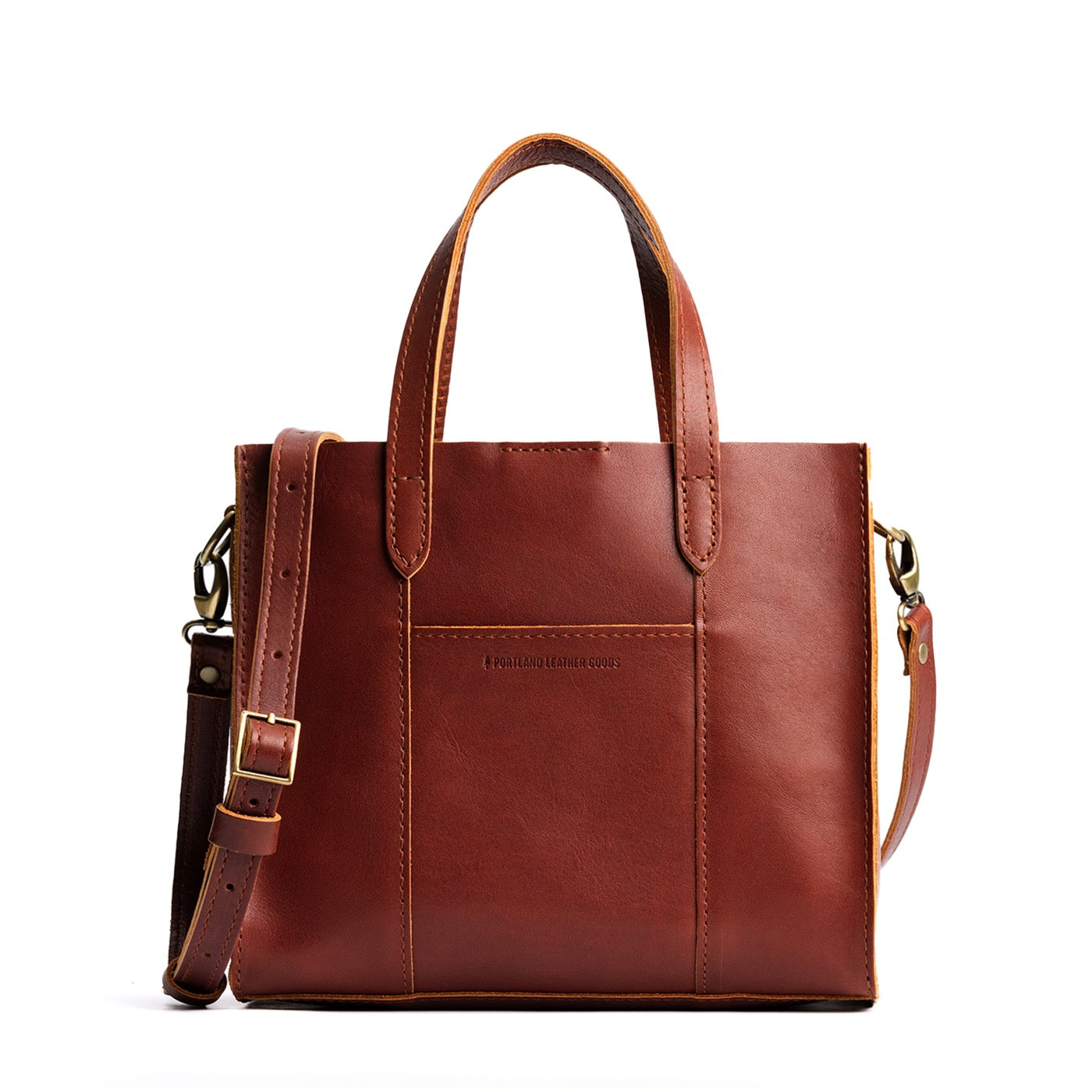 Chestnut*Classic | Structured mid-size tote bag with overlapping panels and crossbody strap