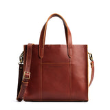 Chestnut Classic | Structured mid-size tote bag with overlapping panels and crossbody strap