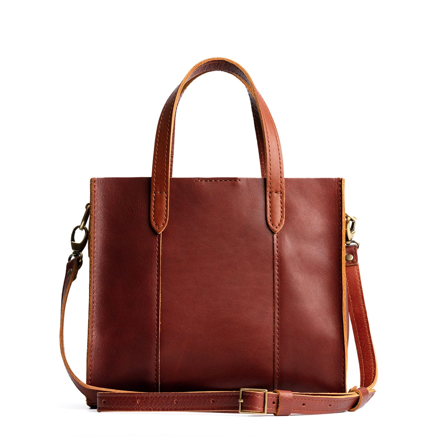 Chestnut*Classic | Structured mid-size tote bag with overlapping panels and crossbody strap