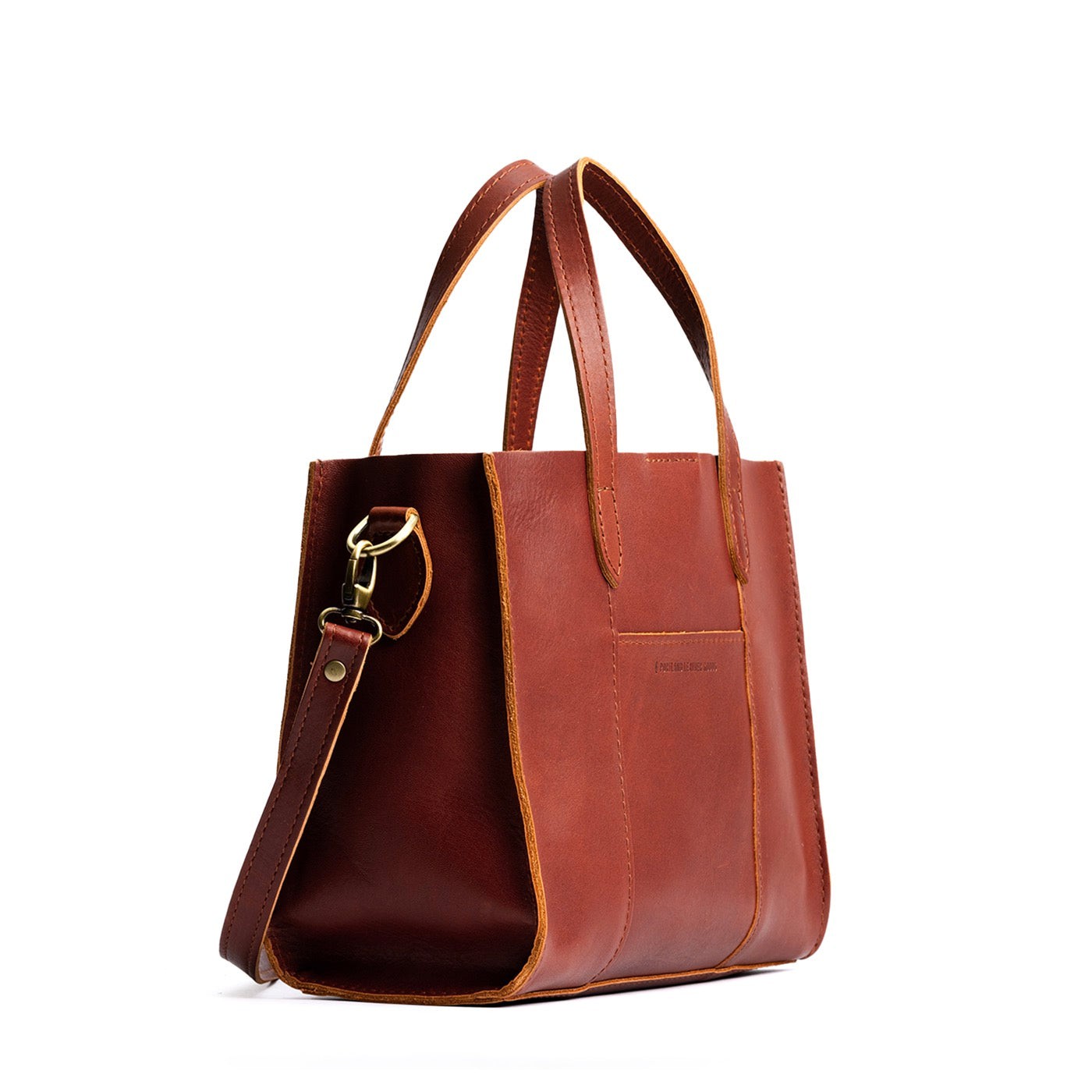 Chestnut*Classic | Structured mid-size tote bag with overlapping panels and crossbody strap