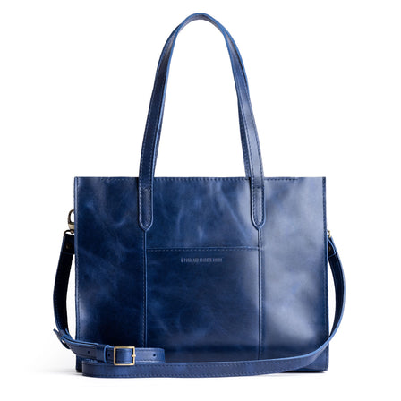 Cowboy Blue*East/West | Structured wide tote bag with overlapping panels and crossbody strap