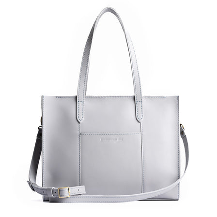 Formal Grey*East/West | Structured wide tote bag with overlapping panels and crossbody strap