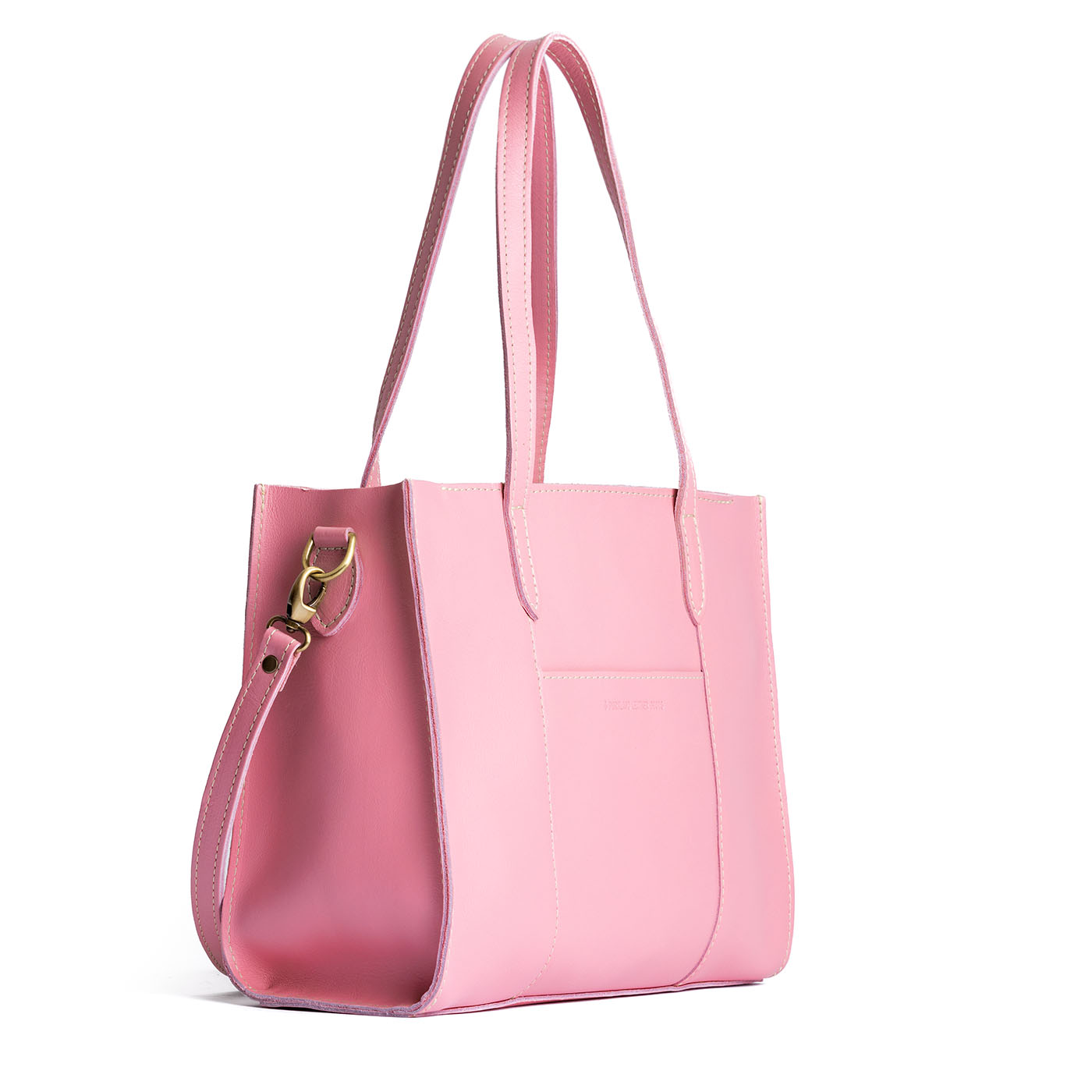 Vintage Pink*East/West | Structured wide tote bag with overlapping panels and crossbody strap