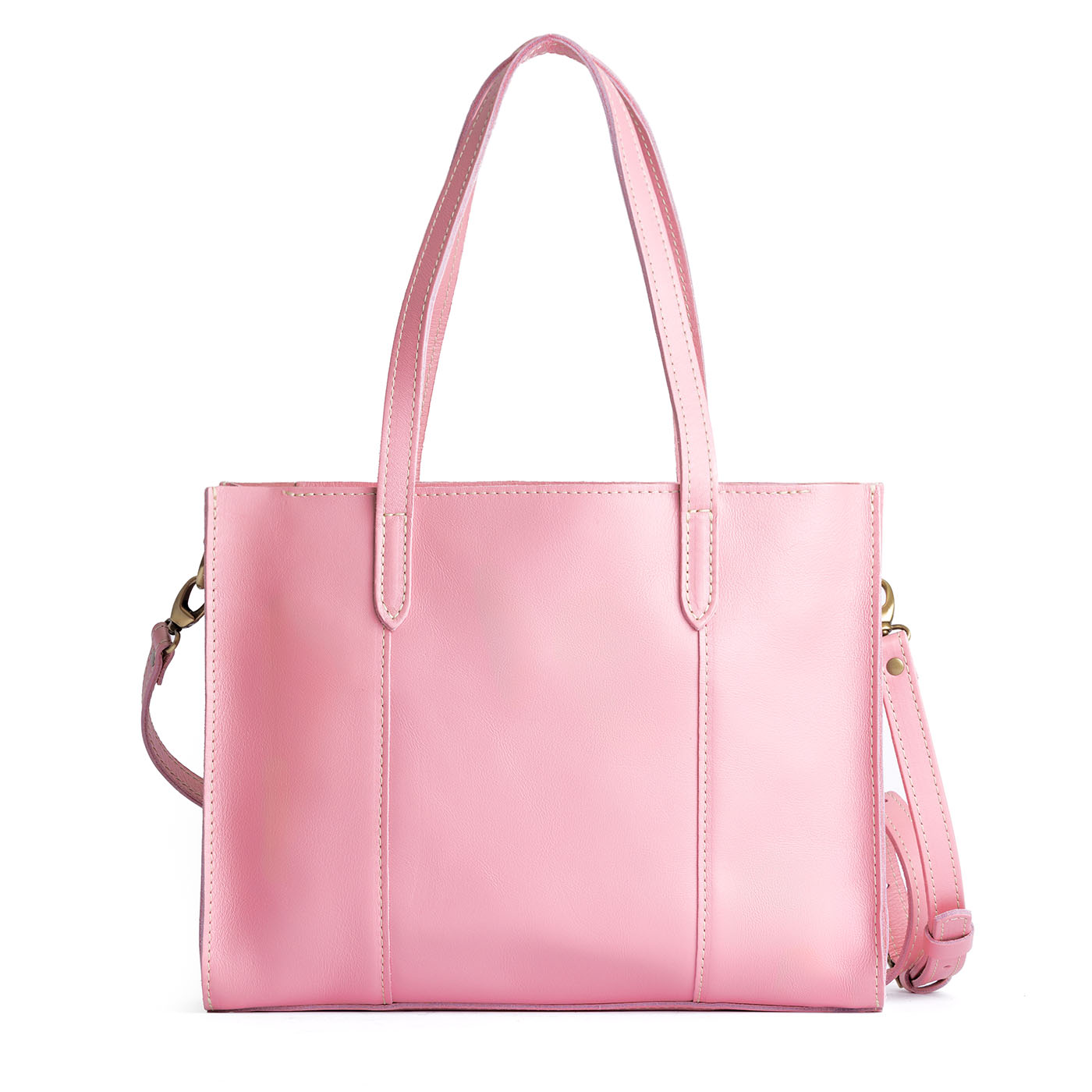 Vintage Pink*East/West | Structured wide tote bag with overlapping panels and crossbody strap