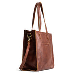  Nutmeg North/South | Structured large tote bag with overlapping panels and crossbody strap