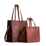 Cinnamon Bear | Structured mid-size tote bag with overlapping panels and crossbody strap