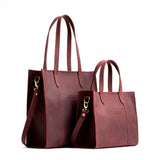 Merlot | Structured mid-size tote bag with overlapping panels and crossbody strap