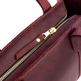 Merlot Zipper | Structured mid-size tote bag with overlapping panels and crossbody strap