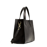 Black Zipper | Structured mid-size tote bag with overlapping panels and crossbody strap