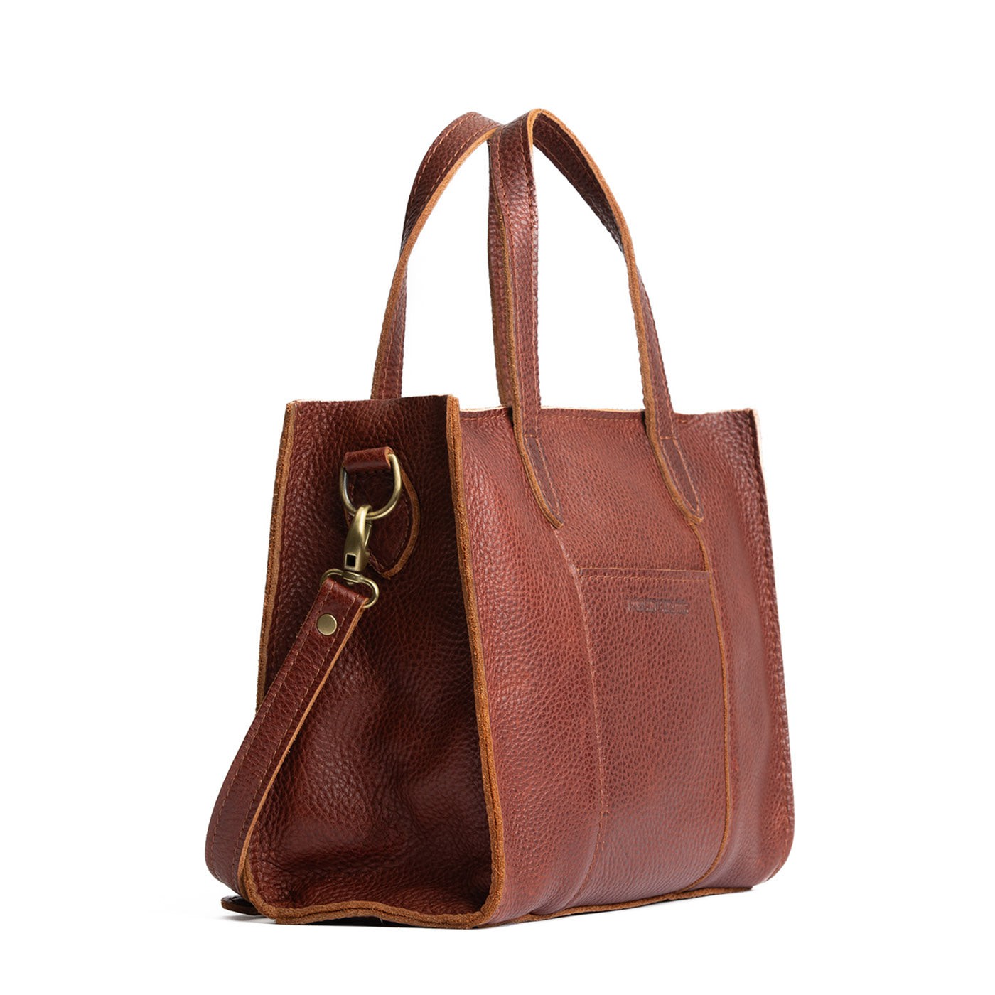 Cinnamon Bear*Zipper | Structured mid-size tote bag with overlapping panels and crossbody strap