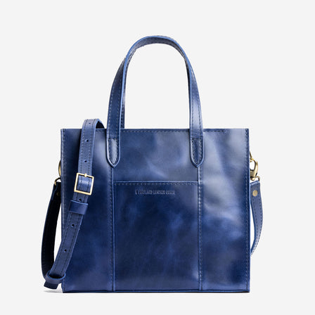 Cowboy Blue*Classic | Structured mid-size tote bag with overlapping panels and crossbody strap