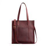  Merlot North/South | Structured large tote bag with overlapping panels and crossbody strap