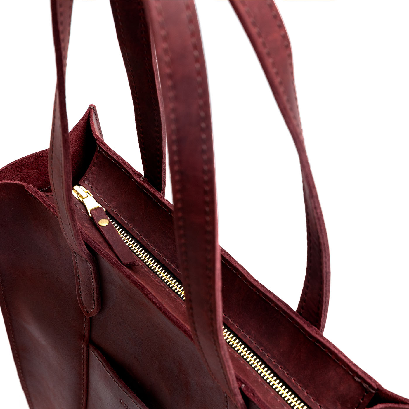  Merlot*North/South | Structured large tote bag with overlapping panels and crossbody strap