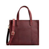 Merlot Zipper | Structured mid-size tote bag with overlapping panels and crossbody strap