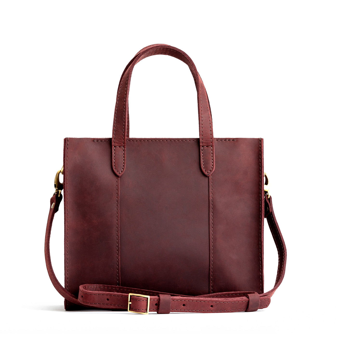 Merlot*Zipper | Structured mid-size tote bag with overlapping panels and crossbody strap