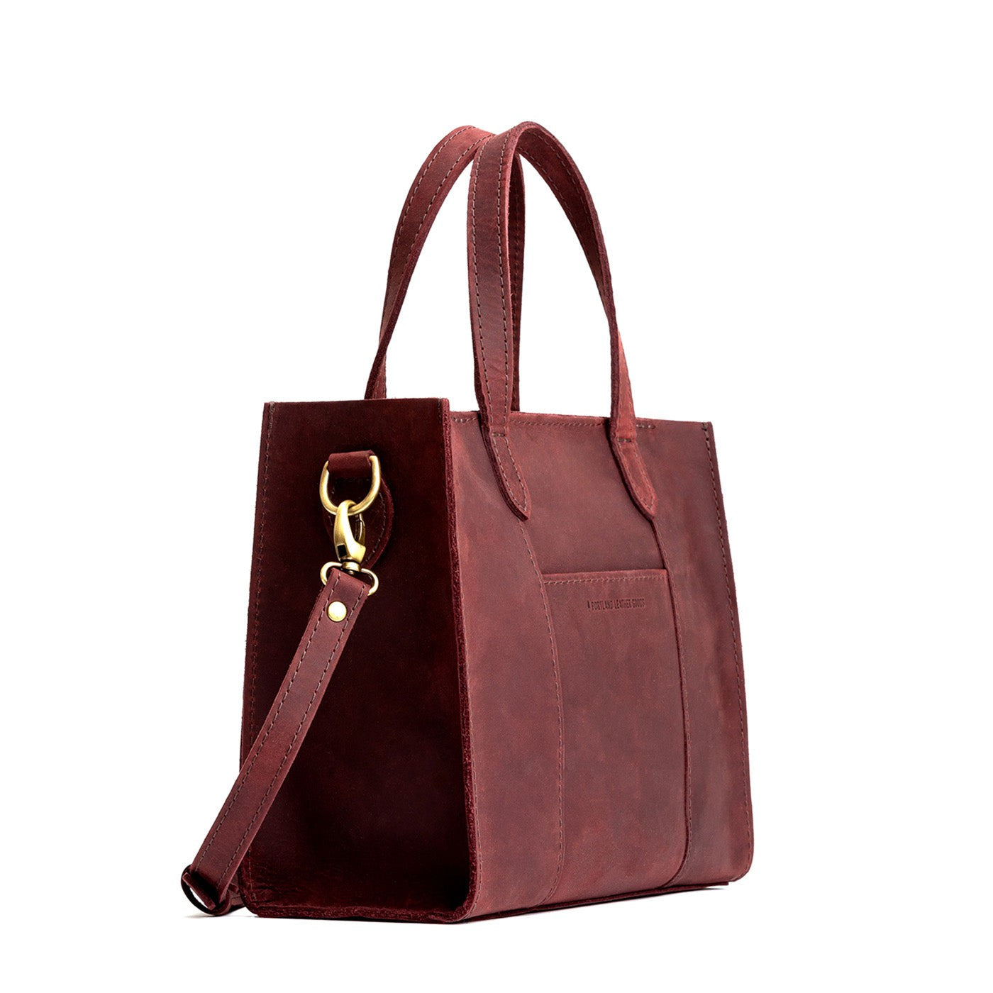 Merlot*Zipper | Structured mid-size tote bag with overlapping panels and crossbody strap