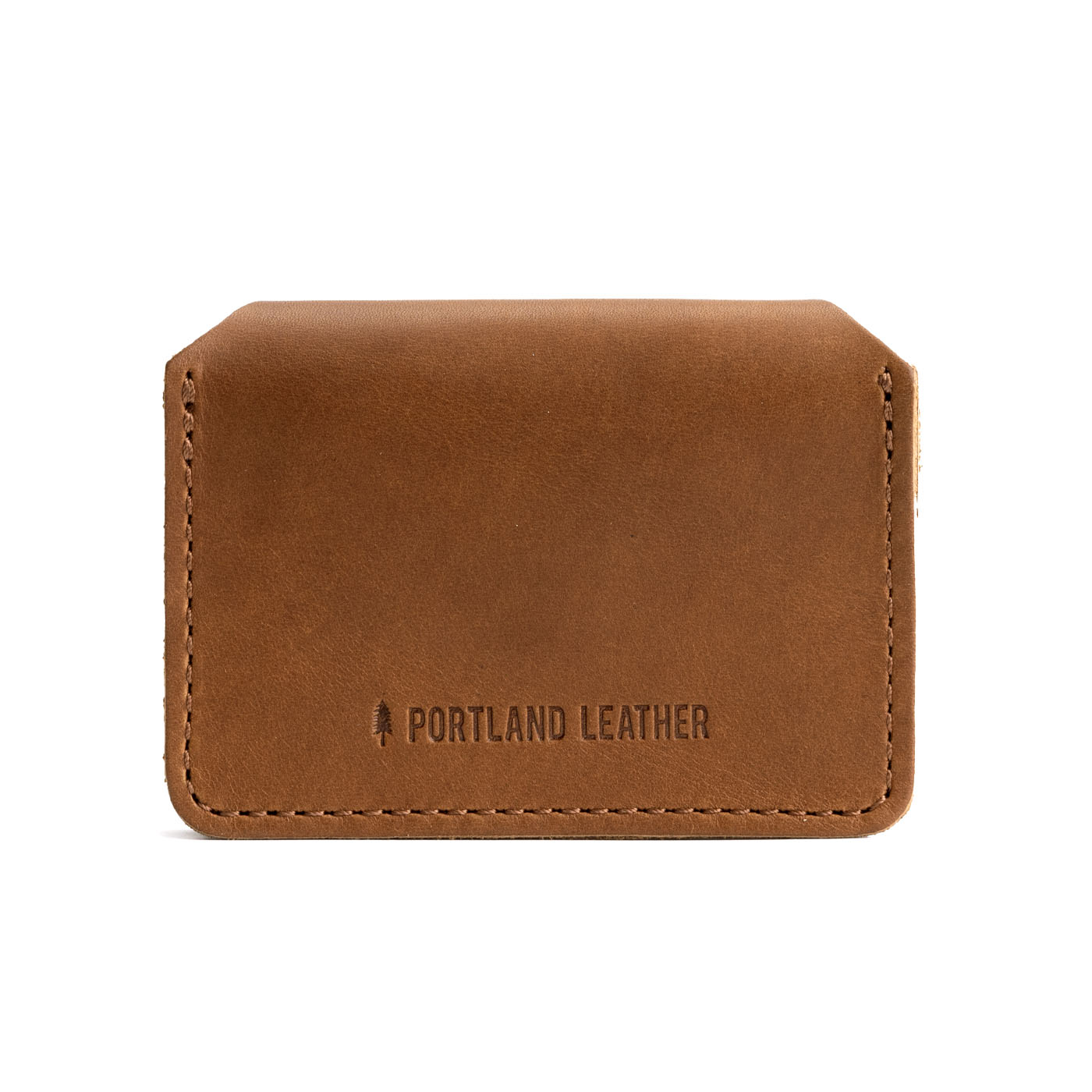 Biscotti | Backside of small leather wallet with debossed PLG logo