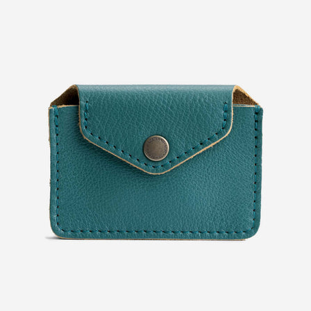 Turquoise | Small leather wallet with snap closure