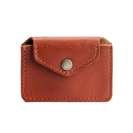 Chestnut | Small leather wallet with snap closure