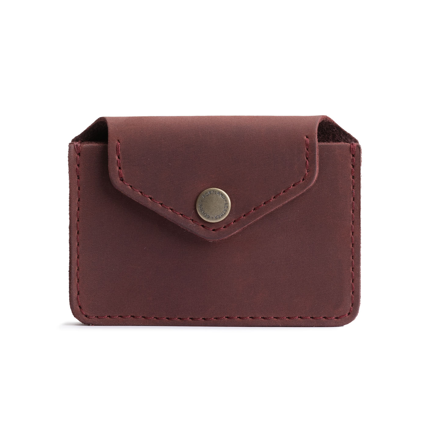 Merlot | Small leather wallet with snap closure