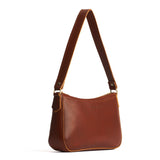 Chestnut | Petite bean shaped shoulder bag with a zipper closure