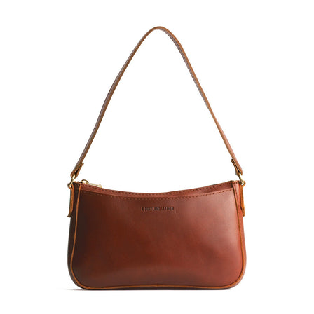 Chestnut | Petite bean shaped shoulder bag with a zipper closure