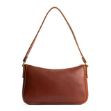 Chestnut | Petite bean shaped shoulder bag with a zipper closure