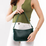 Forest Green | Petite bean shaped shoulder bag with a zipper closure