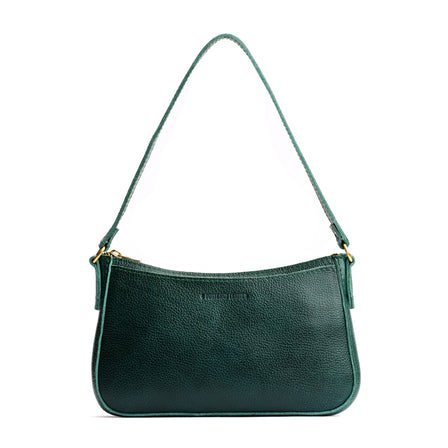 Forest Green | Petite bean shaped shoulder bag with a zipper closure